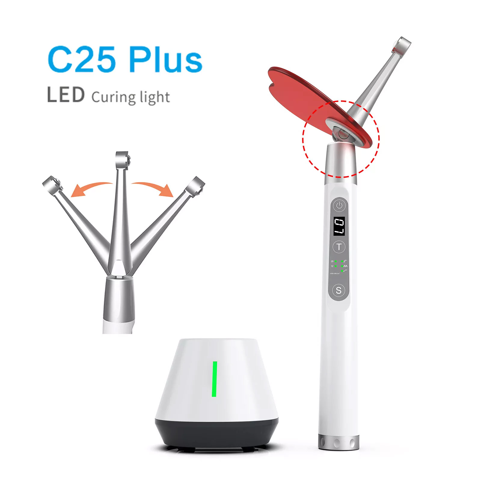 Betterwayfs C25 Plus Dental Wireless LED Curing Light with Flexible Head